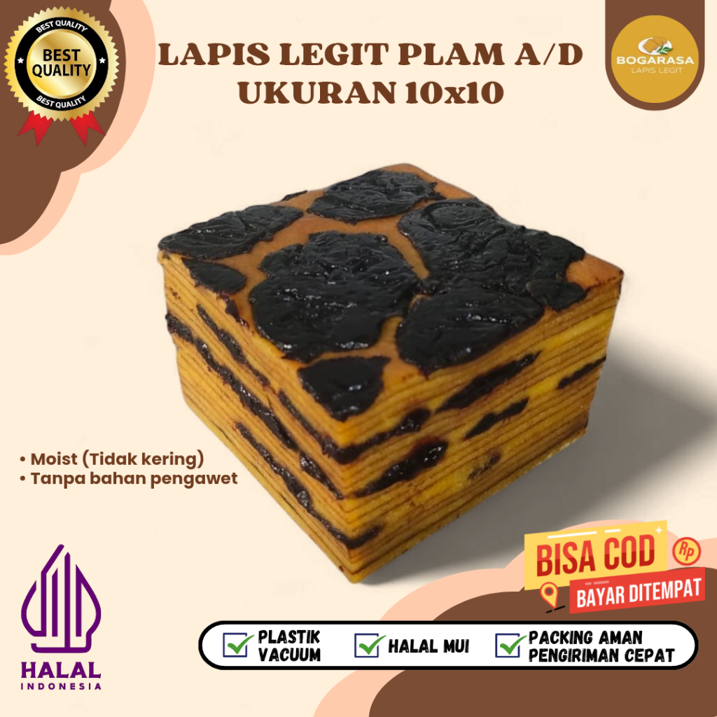 

Lapis Legit Plam A/D Lapis Legit Wisman Premium Bolu Legit Pilihan Varian Rasa Plam ukuran 10x10