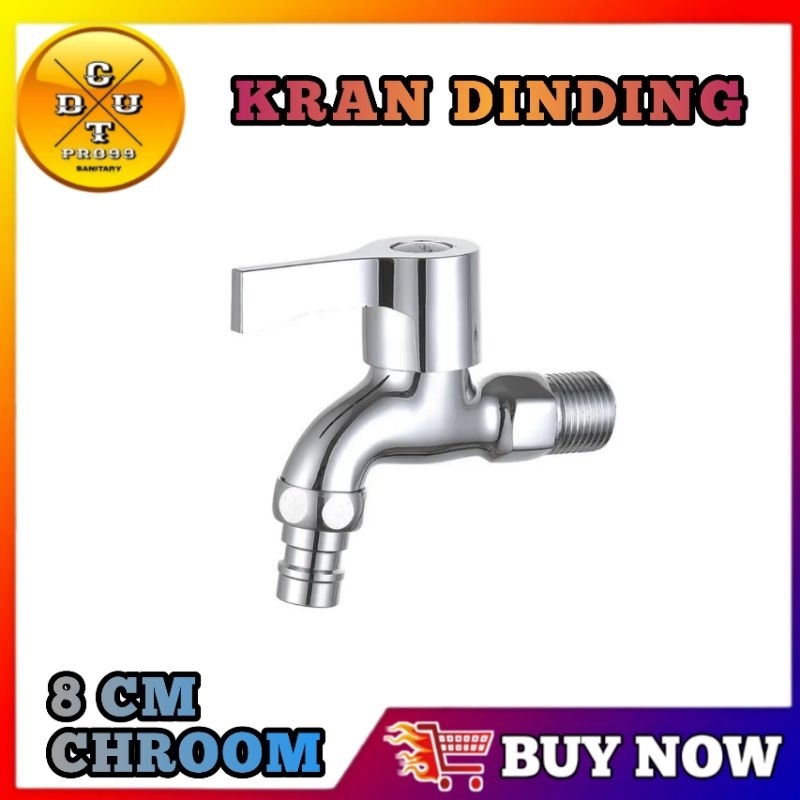 Kran Tembok Masjid Musholah Untuk Wudhu Panjang 8 cm Minimalis Mewah Elegan Bahan Besi Chrome Babet 