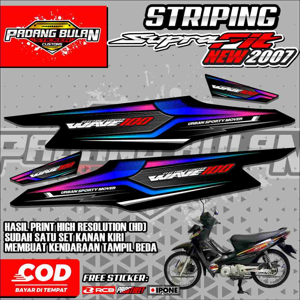 STRIPING VARIASI HONDA SUPRA FIT NEW 2007 / STIKER LIST HONDA SUPRA FIT NEW 2007 MOTIF RACING