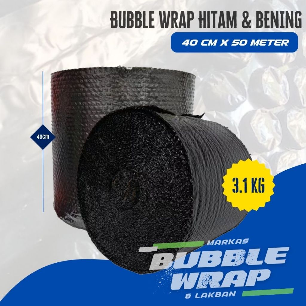 

Bubble Wrap Hitam Bening 40cm x 50meter kualitas Premium