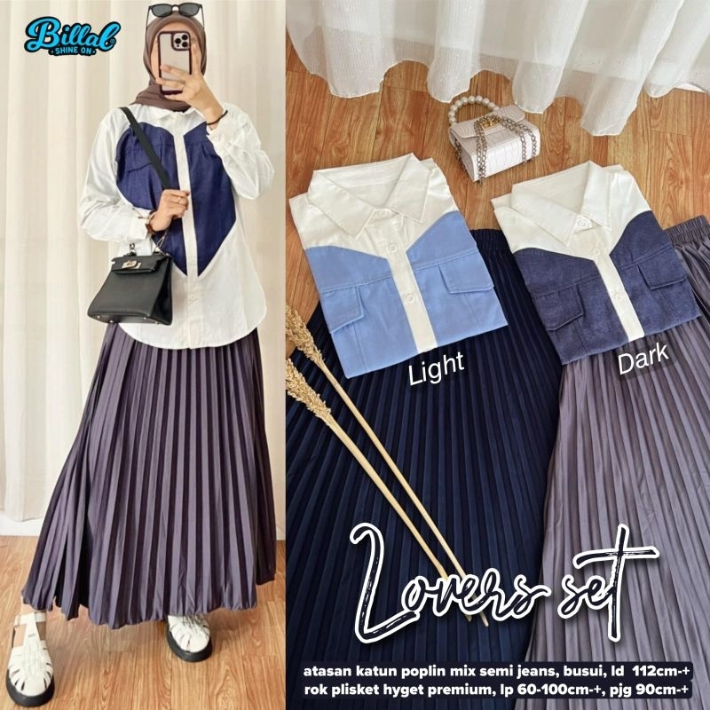Lovero Set Tunik | Setelan tunik katun rok plisket premium