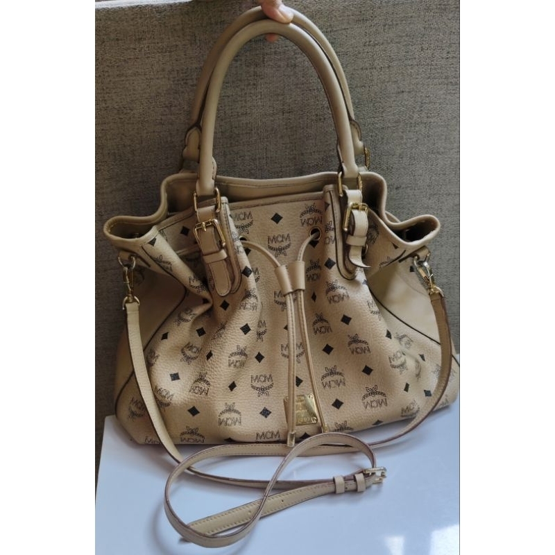 MCM Visetos Drawstring Preloved Bag