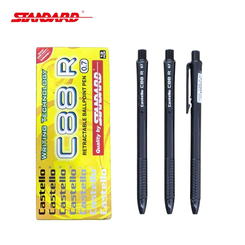 

1 LSN / 12 Pcs Ball Pen Castello C88 R Rectractable 0.7