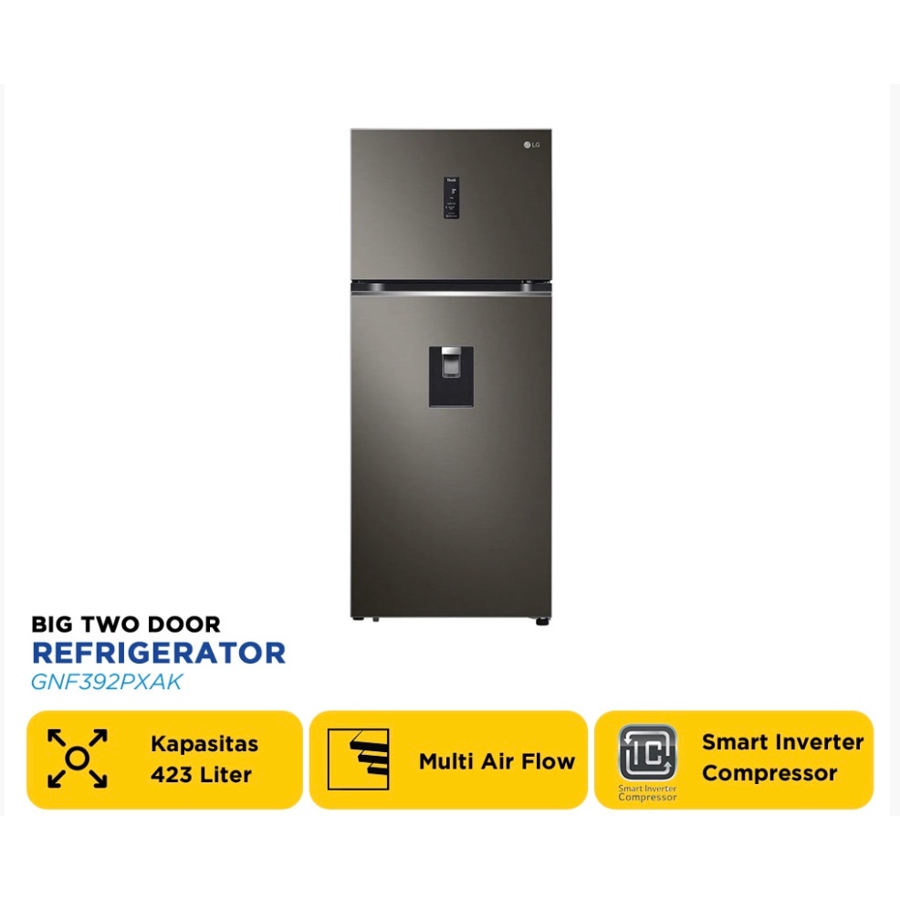 LG KULKAS 2 PINTU BESAR BIG 2 DOOR REFRIGERATOR GNF392PXAK