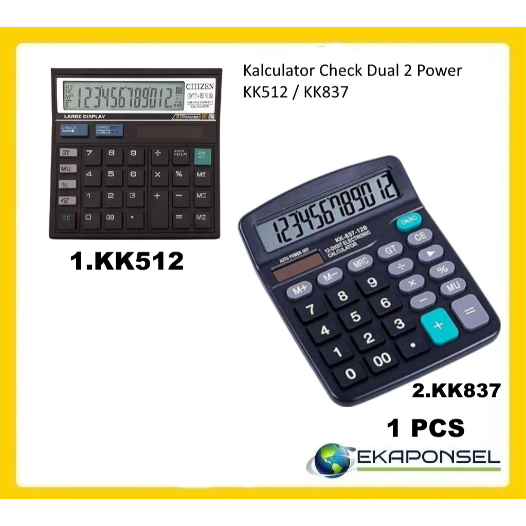 

Kalkulator BIG DISPLAY CT 512/KK837 12 Digit - Calculator Check Dual 2 Power