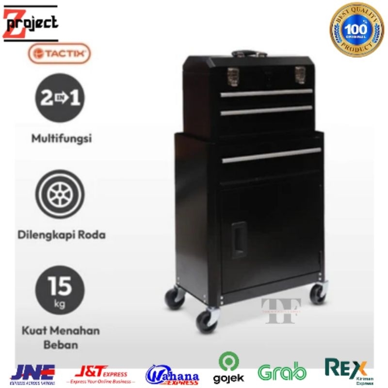 TACTIX Kabinet Perkakas 2 in 1 / Kabinet Laci Perkakas Bengkel Tactix / Troli Laci Kabinet Perkakas 