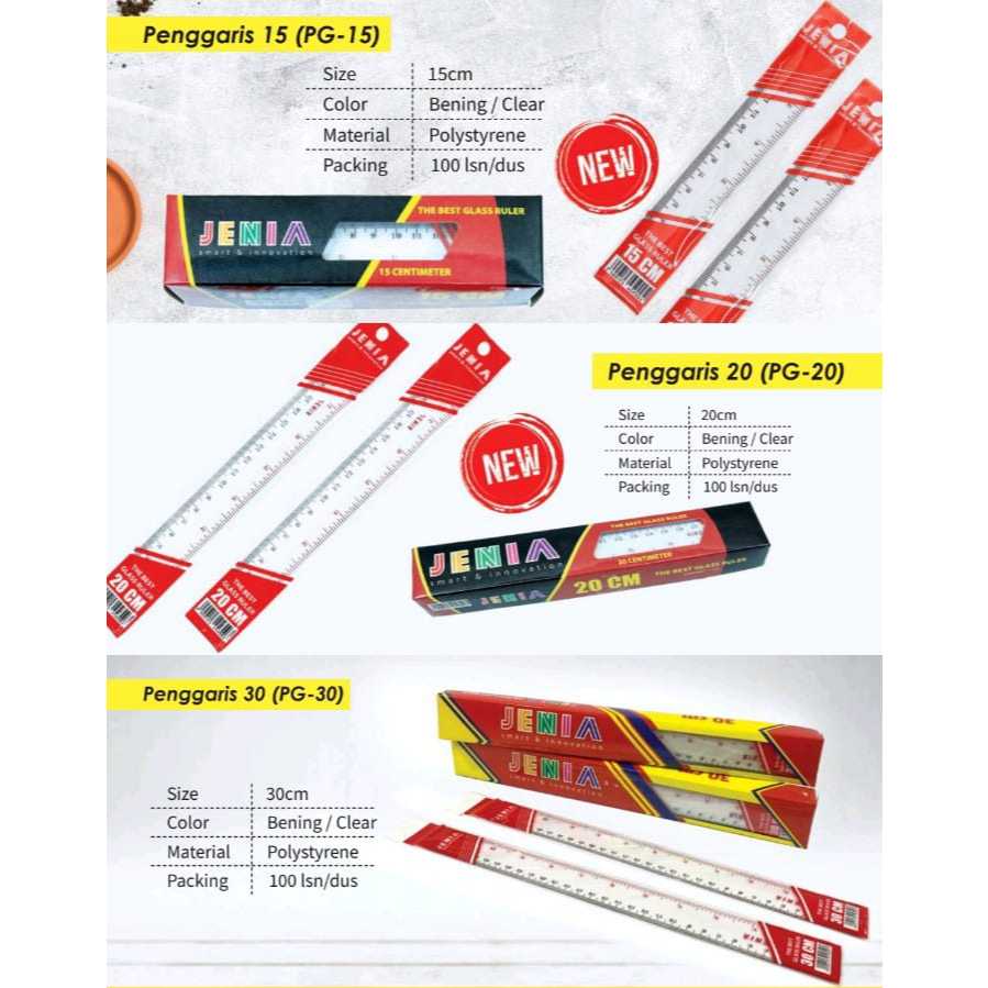 

(1 Pcs) Penggaris Jenia 15,20,30cm / Rol Bening Transparent / Garisan Plastik 15,20,30cm