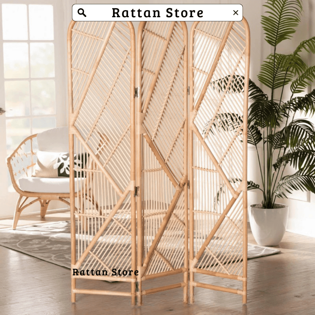 Sekat Pembatas Ruangan Rotan Minimalis Tiga Pintu | Sketsel Penyekat Ruangan Rotan | Rupa