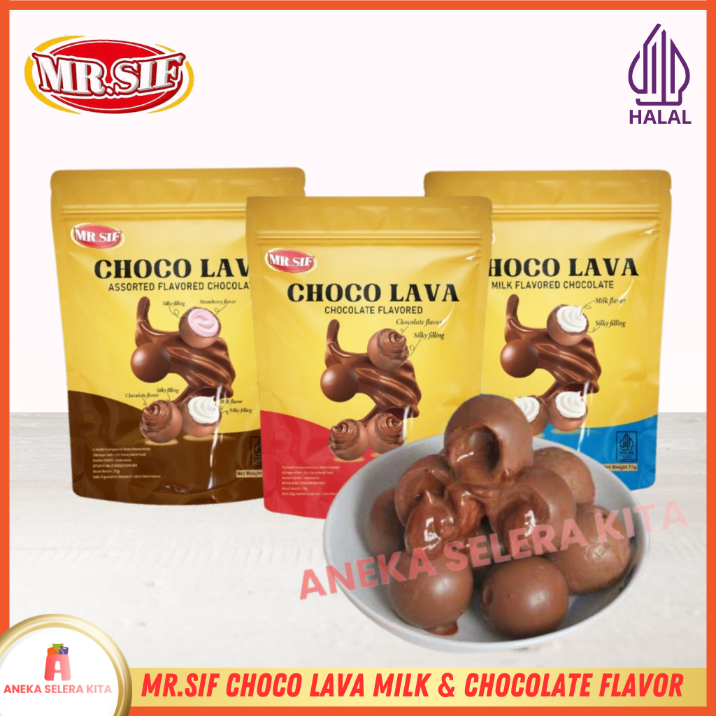 

MR.SIF Choco Lava Coklat Bulat Dengan Lava Rasa Cokelat Susu & Assorted Halal 70gr