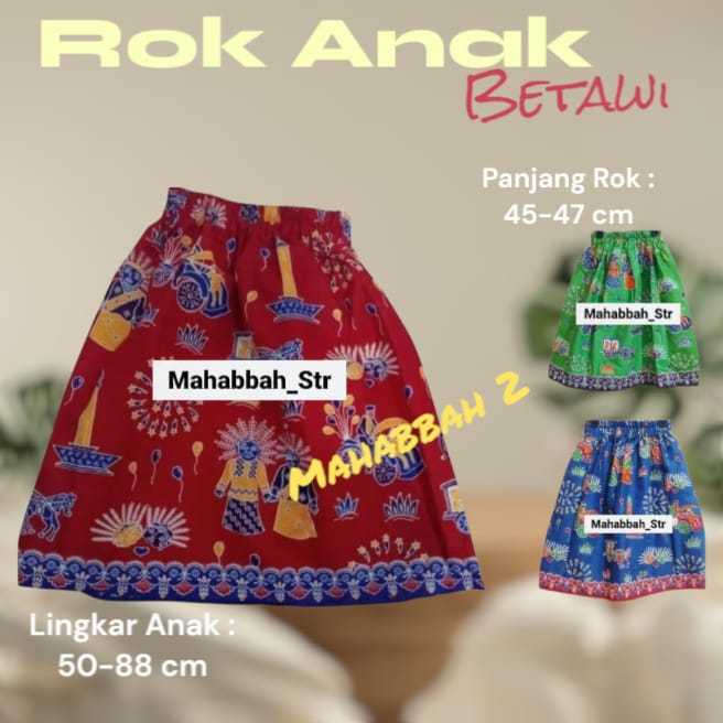 Rok Betawi Rok Anak Motif Batik Ondel Ondel Rok Tumpal