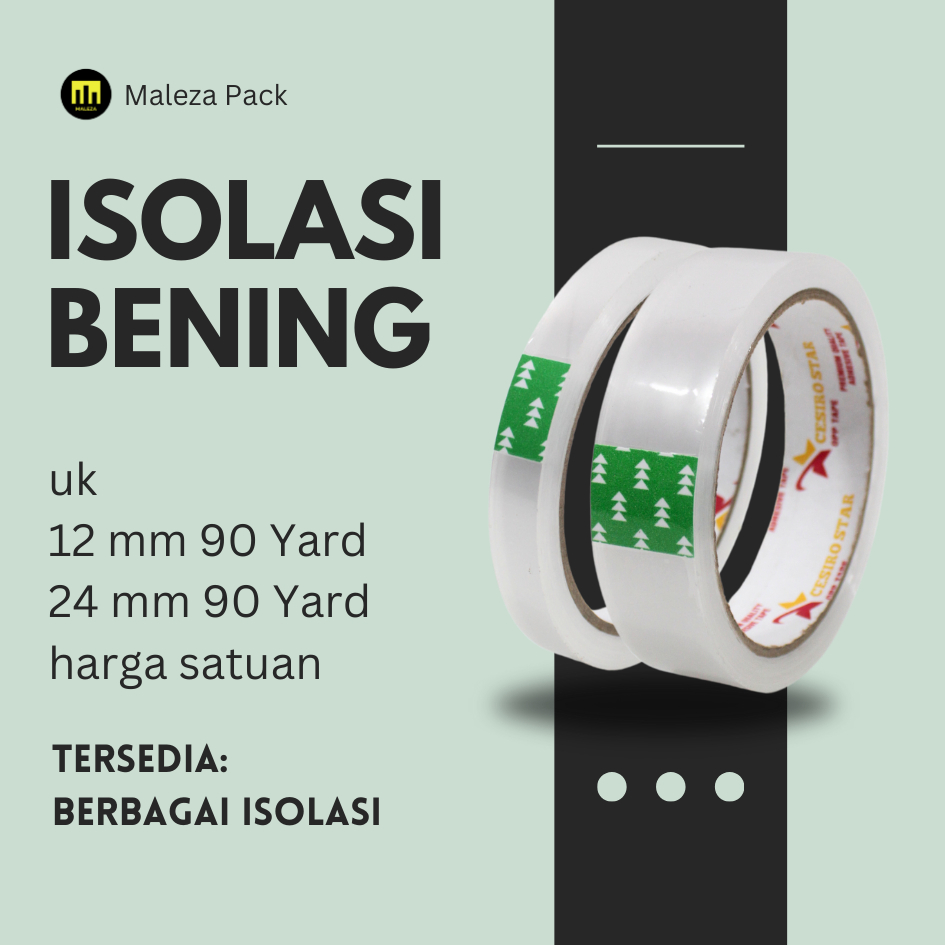

Isolasi Bening/ Lakban Bening 12mm dan 24mm 72 Yard