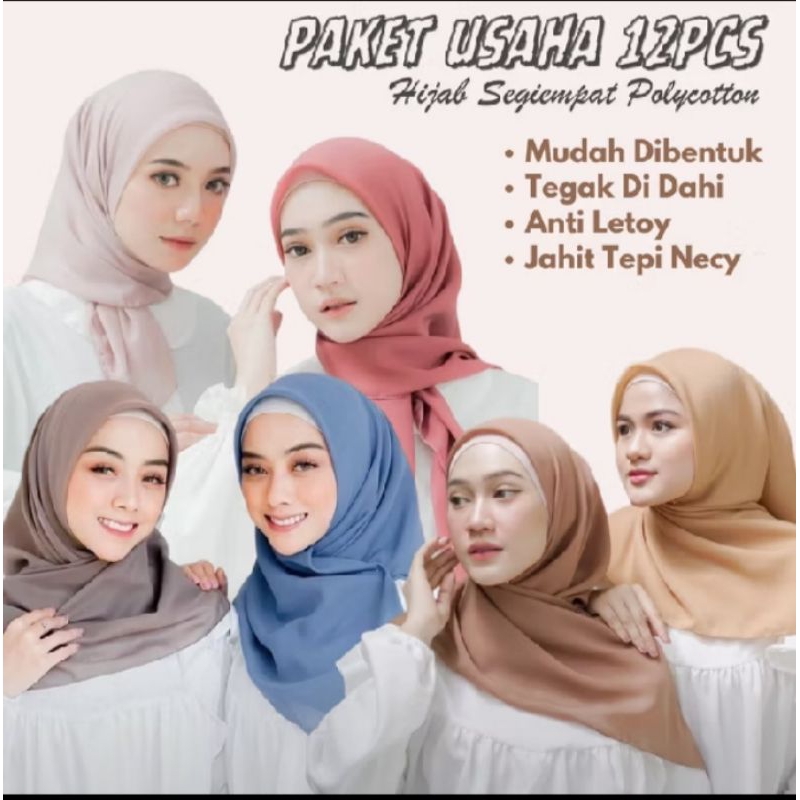 (PAKET 12 PCS ) HIJAB BELLA SQUAREbebas pilih warna/JILBAB SEGI EMPAT