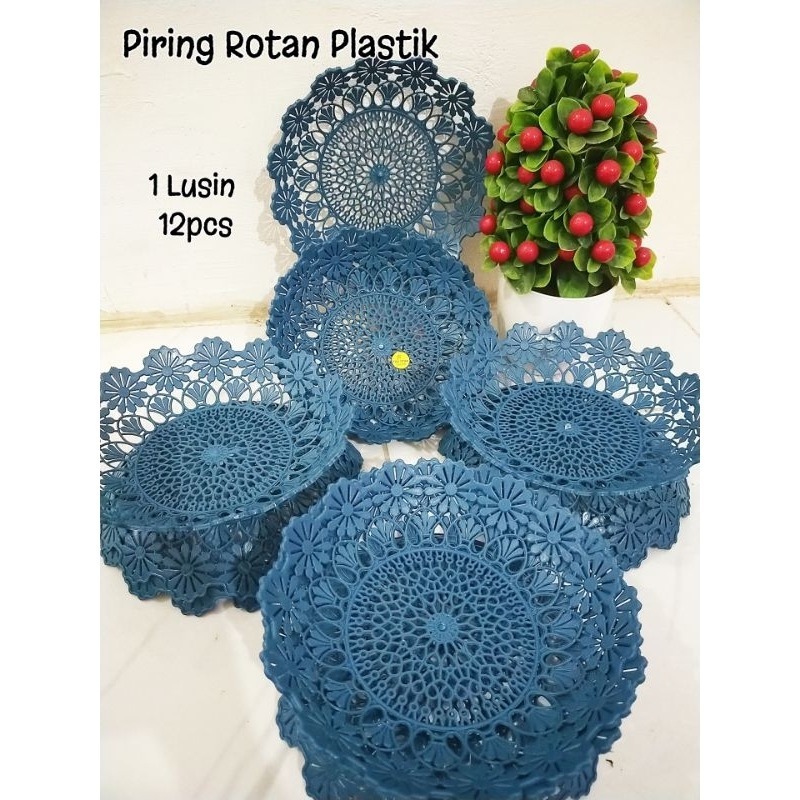Piring Rotan Plastik Lavender Kecil 22cm - Harga Tertera untuk 1 Lusin / Piring Rotan Plastik Hajata