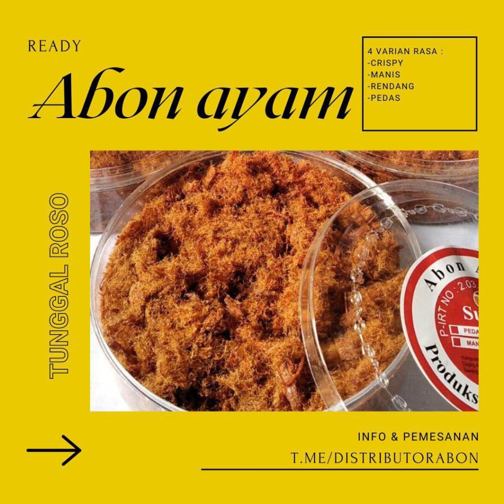 

Abon Ayam Tunggal Roso Original Murah Enak Berkualitas Varian Pedas