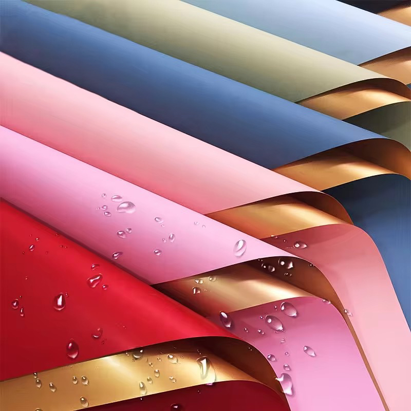 

(20 Lembar) Kertas Buket Bunga Bi Color Gold Flower Wrapping Paper Cellophane Snack Florist Supply