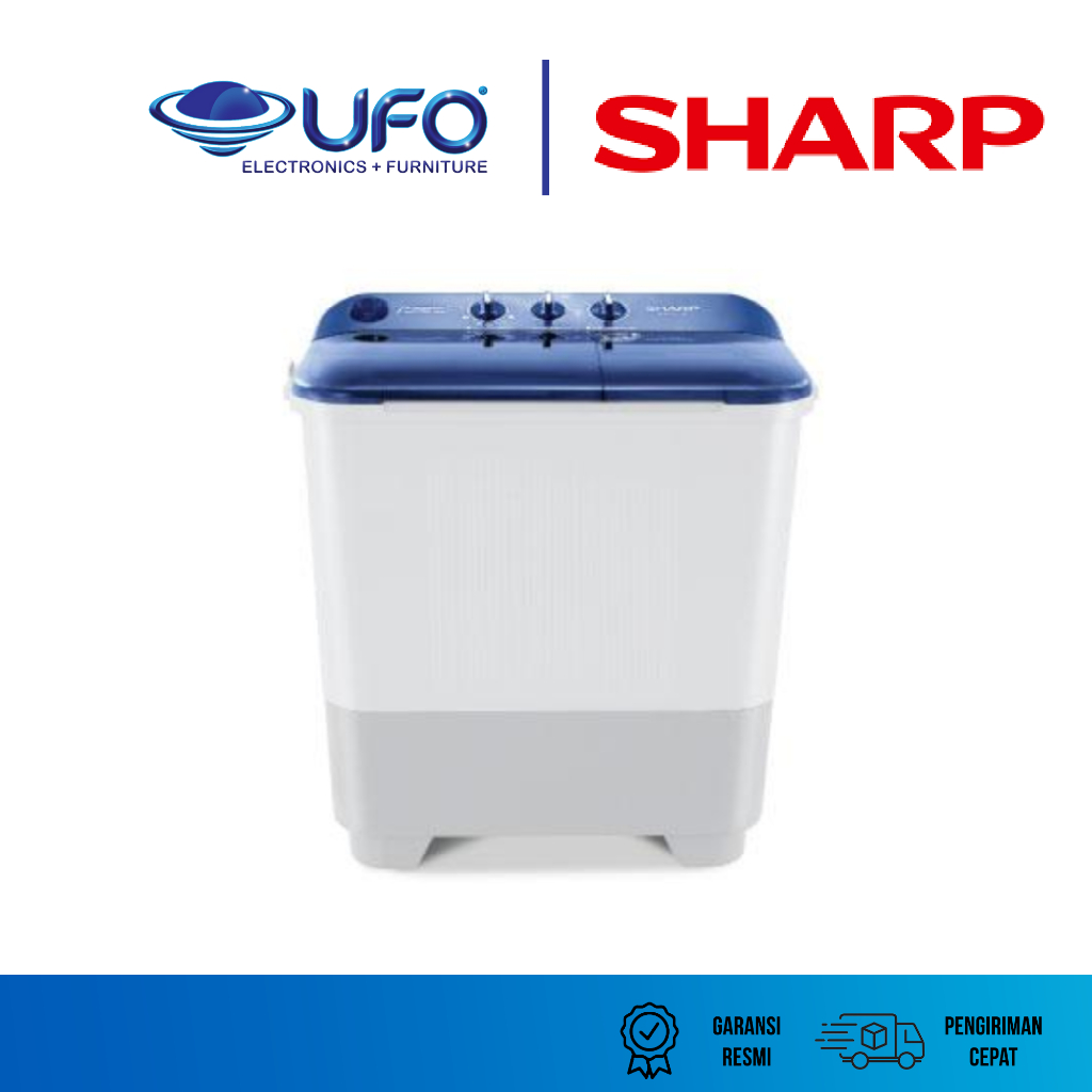 Sharp 7 Kg Mesin Cuci 2 Tabung EST75NT Biru Pink Abu-abu