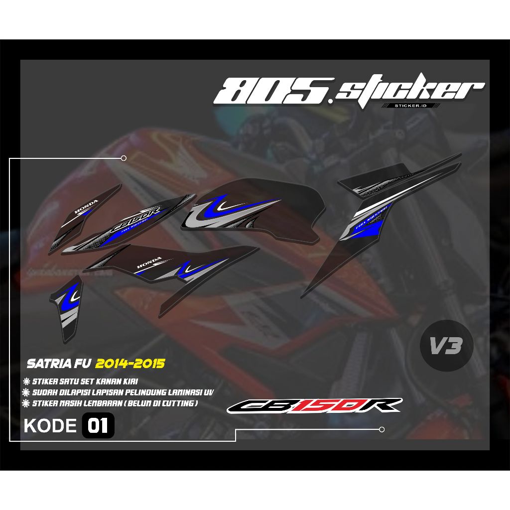 STIKER STRIPING TRANSPARAN CB150R NEW V3/STIKER MOTOR CB150R STREETFIRE V3/STRIPING CB150R NEW