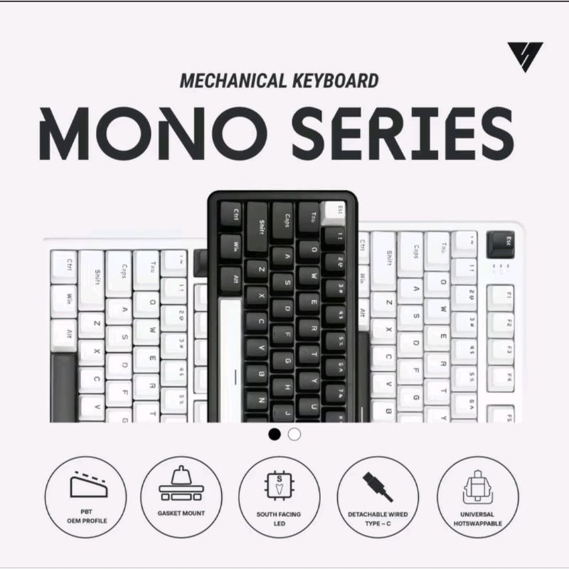 VortexSeries Vortex mono Series Gasket Mount Mechanical Keyboard 75% White