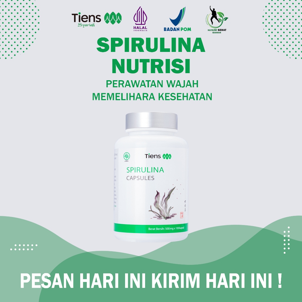 Spirulina Tiens Suplemen Nutrisi Kulit Menghilangkan Jerawat Flek Hitam Pori Pori