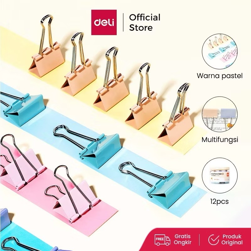 

Deli Binder Clip Klip Binder Penjepit Kertas Warna-Warni Pastel 855XA