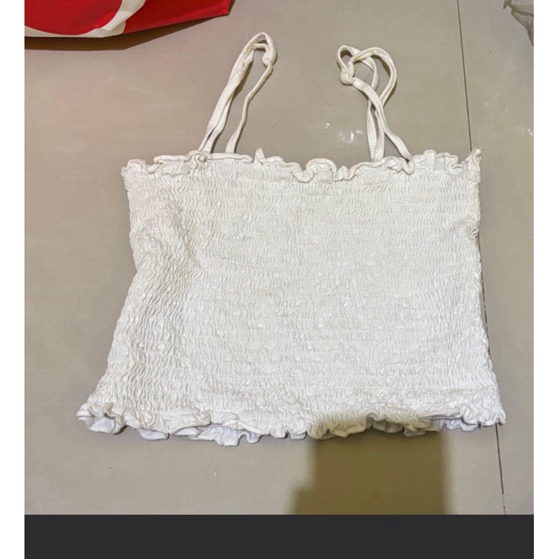 tanktop crop putih brand luar