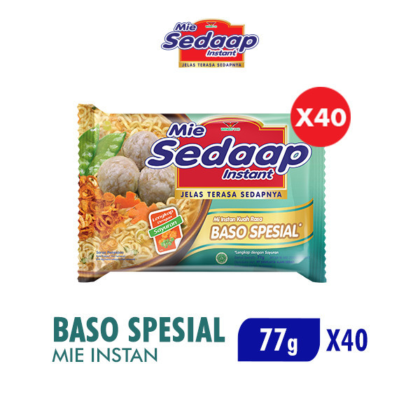 

Sedaap Mie Instan Baso Spesial 77 gr Dus (Isi 40 pcs)