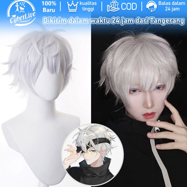 55TREN TERBARU Wig Gojo Satoru Manmei Rambut Palsu Cosplay Anime Jujutsu Kaisen