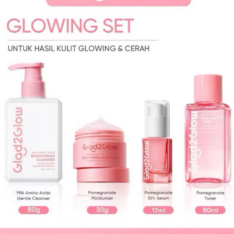 Glad2glow Paket glowing 4in1 Paket Hemat Glad2Glow Paket Glowing | Face Wash | Micellar Water | Seru