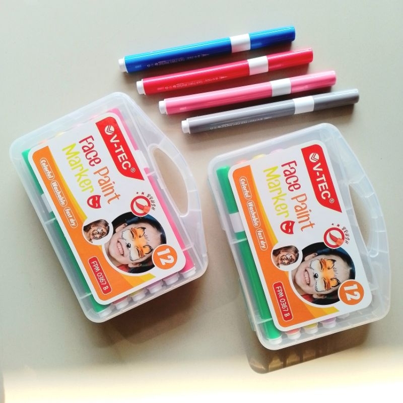 

Ay00! Spidol Wajah Face Paint Marker V-TEC FPM 0367B 12 Warna ( Set )