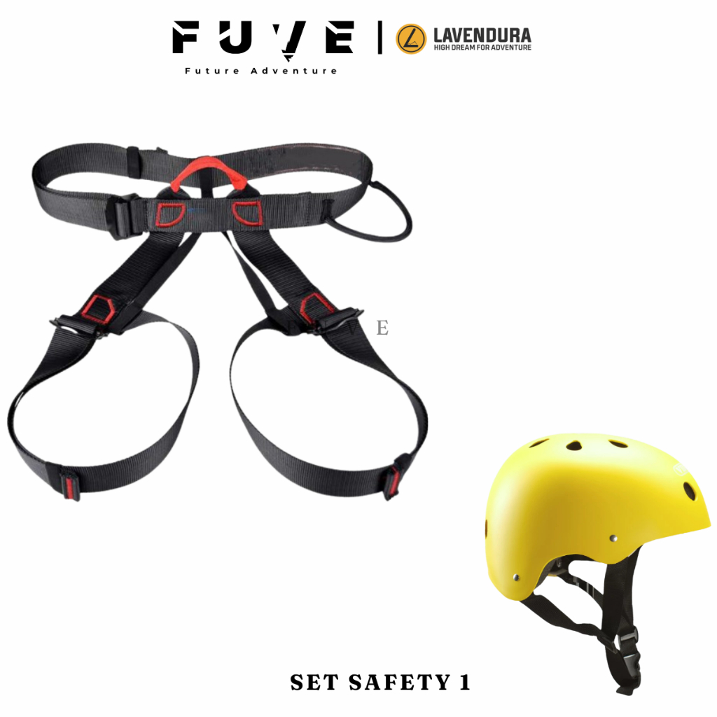 Set Safety Anak Dewasa Helm Seat Harness Panjat Climbing Rafting Rope Acces Rock