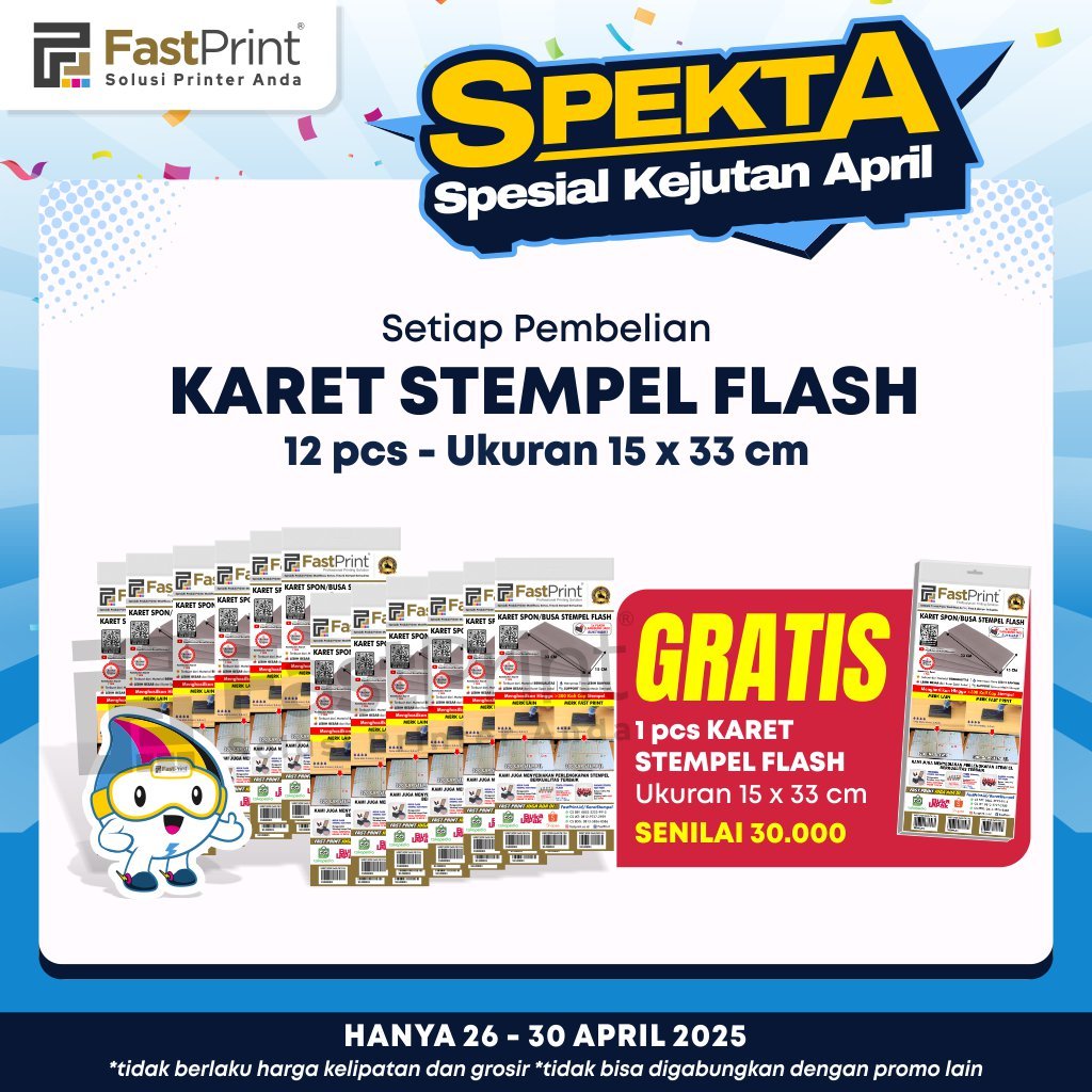 

Fast Print Karet Stempel Flash Warna 15X33CM Lembaran