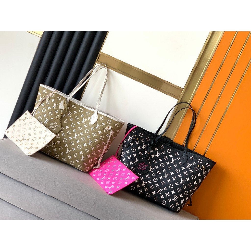 LV 46102 46103 7200 Top Original Dynamic Chip Neverfull Medium Handbag Monogram Empreinte Series