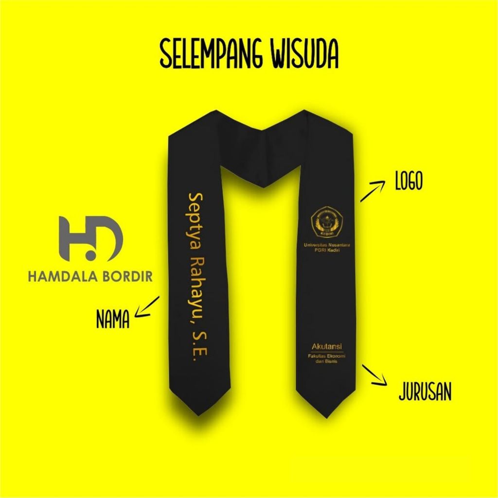 Selempang Wisuda Leher V Selempang Custom Nama Kain Beludru Premium