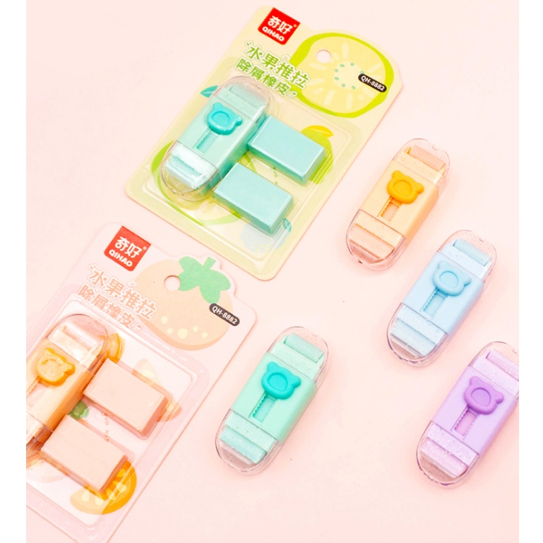 

8882 set Penghapus sliding eraser mekanik + 2 pcs refill stationery alat tulis