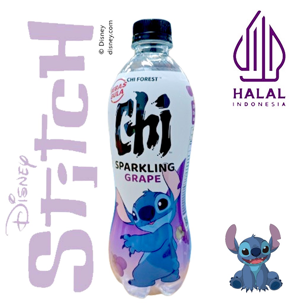 

Chi Forest Sparkling Water Bebas Gula Grape Delight 480 ml Disney Stitch Edition