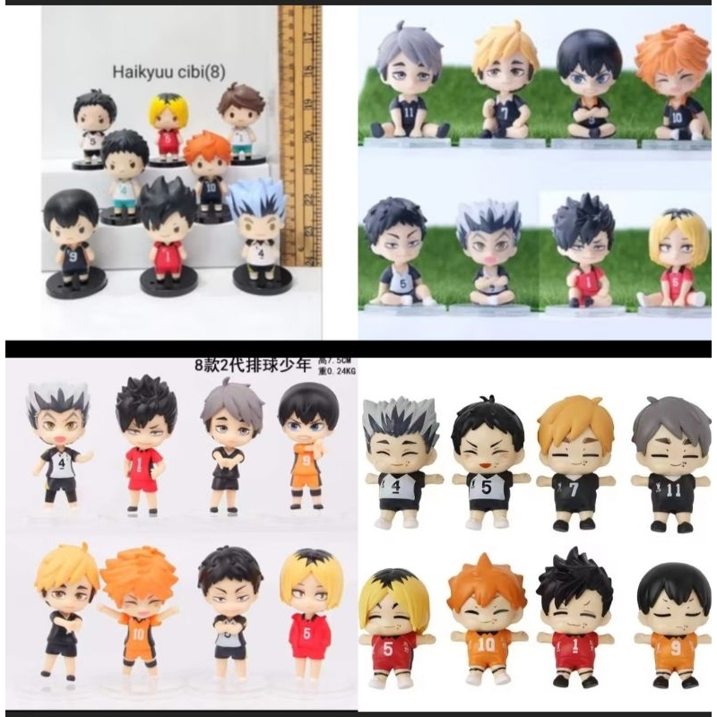 haikyuu chibi figure set 8 berdiri tidur duduk