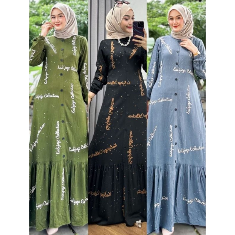 Gamis Batik Twill Rempel Motif Aksara elegan