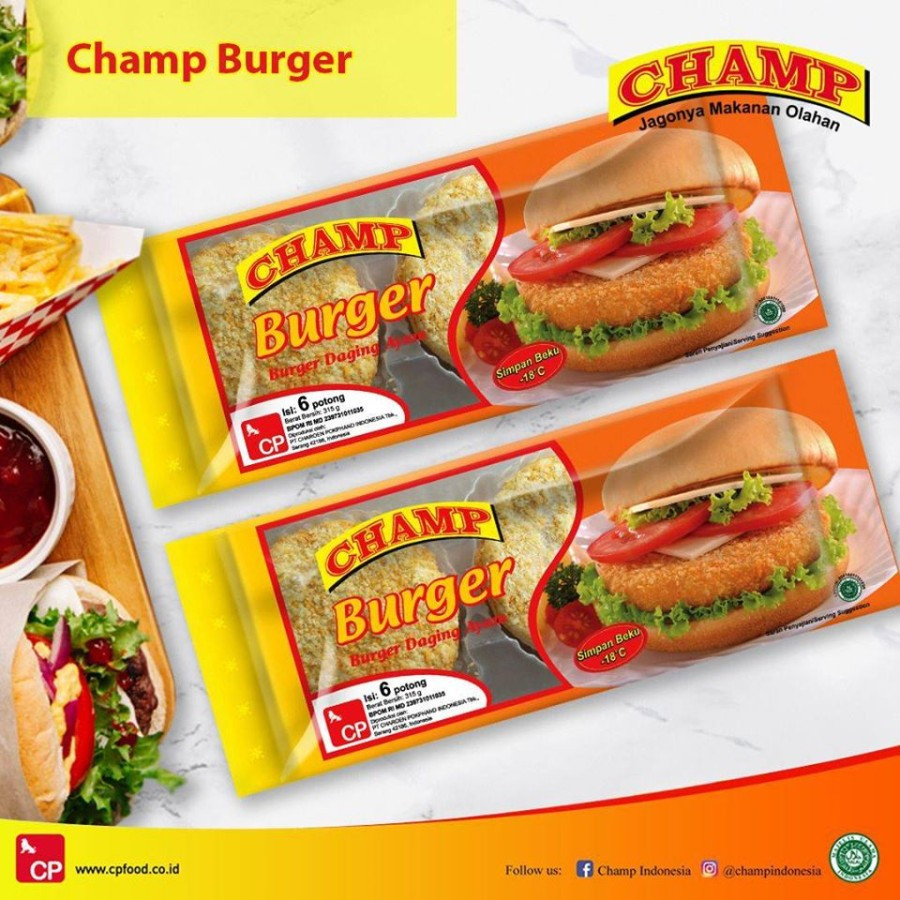 

CHAMP BURGER AYAM CRISPY / KRISPI ISI 6S