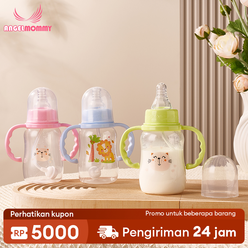 ANGEL MOMMY Botol Bayi 150 ml Botol Standar Dot Silikon Dot Botol Dengan Leher Tipis BPA FREE