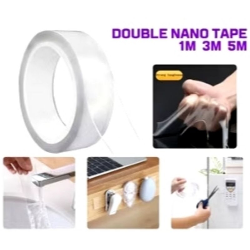 

nano double tape bening 2 sisi perekat selotip waterproof transparan 1m-3m-5m