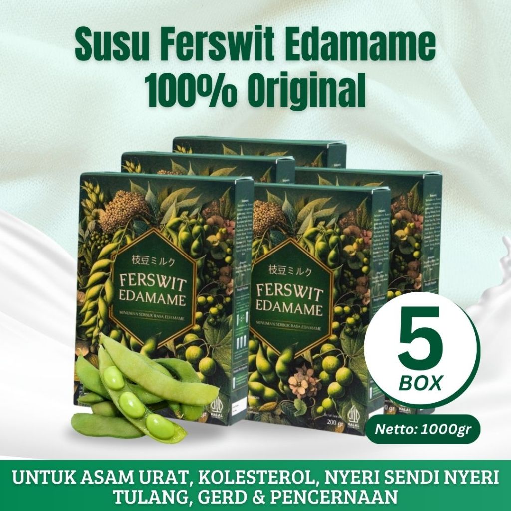 

Ferswit Susu Edamame Jepang Paket 5 Box - Untuk Asam Lambung, Gerd & Pencernaan