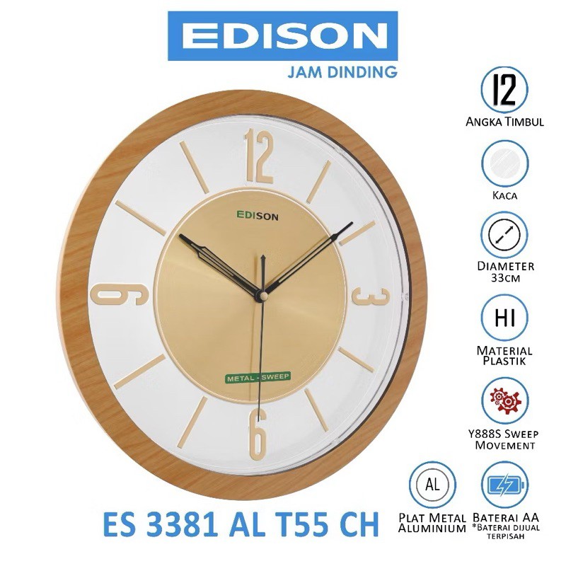jam dinding edison 3381 jam dinding minimalis modern aesthetic / Jam Dinding Edison EDW-3381 Mewah 3