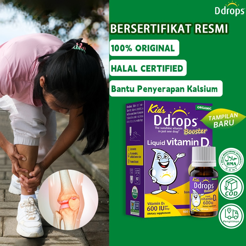 [Pengiriman Gratis] Ddrops Vitamin D3 600IU Cair Anak - 100 Tetes | Kuatkan Tulang & Imun