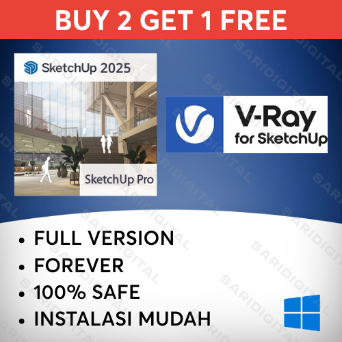 SketchUp Pro 2025 2024 2023 2022 2021 2020 2019 2018 2017 + VRAY + Enscape PERMANEN (WIN)