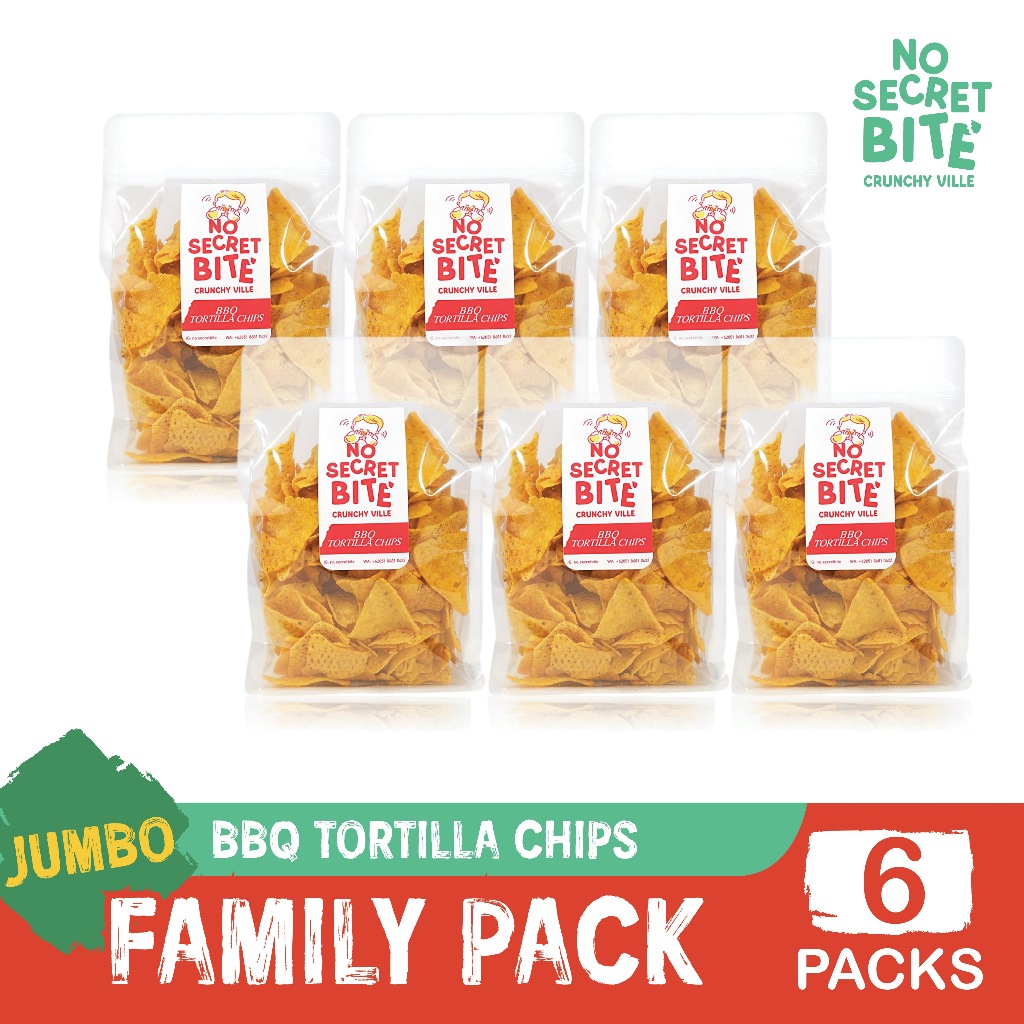 NO SECRET BITE - Makanan Ringan Snack Keripik Jagung Asin Gurih BBQ Barbeque Tortilla Chips JUMBO FA