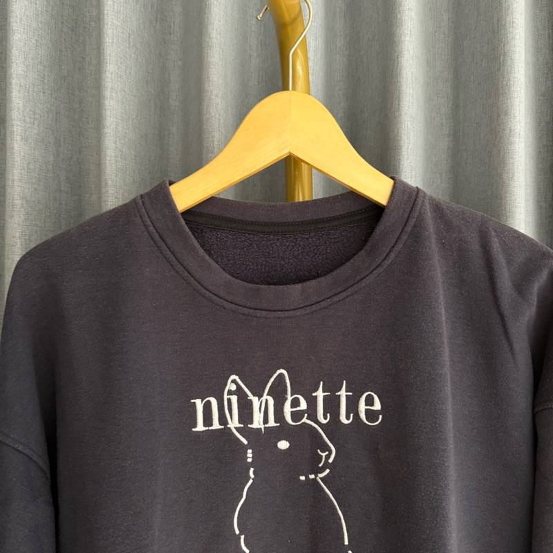 Viral  Ninette Bunny Black Sweater Sweatshirt Crewneck Long Sleeve Top