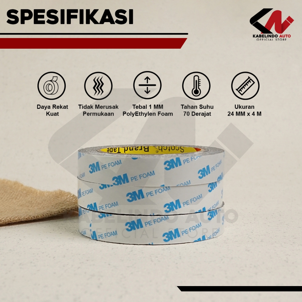 

DOUBLE TAPE 3M PE FOAM SOLASI BUSA 24MM x 4M ORINAL