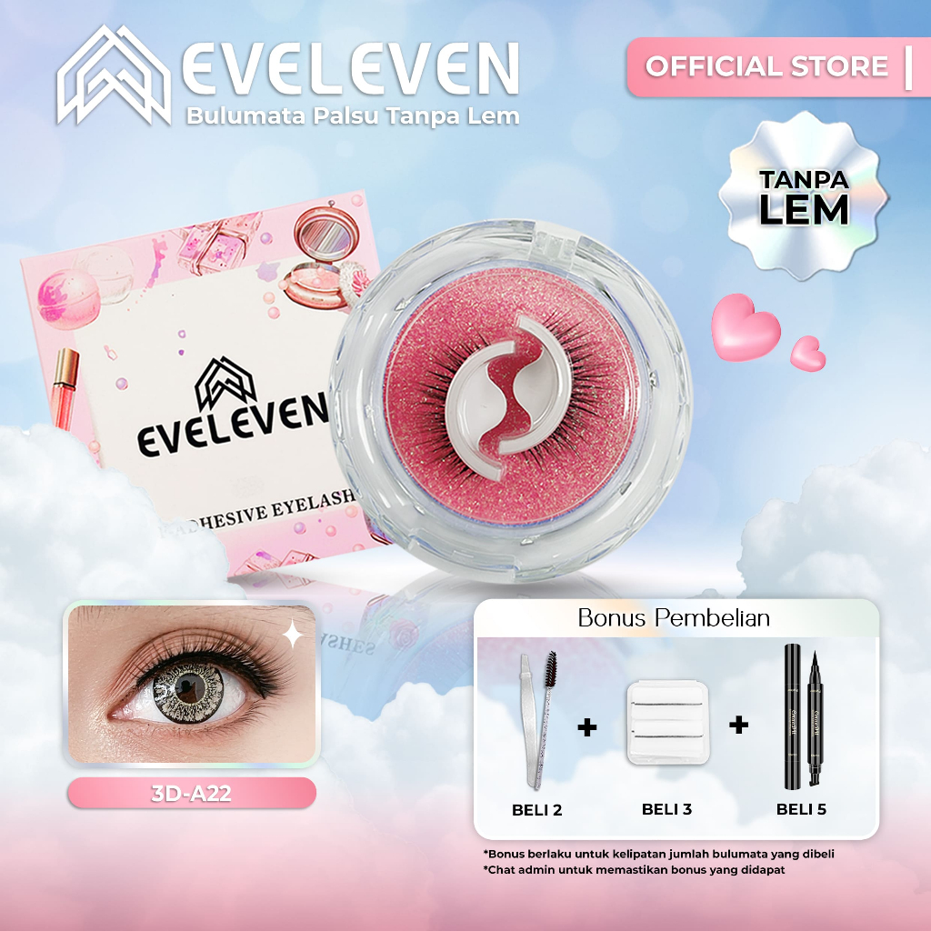 EVELEVEN 3D-A22 Bulumata Palsu Natural Tipis Sunflower Bervolume Lentik Tanpa Lem Ukuran 10-12mm - D