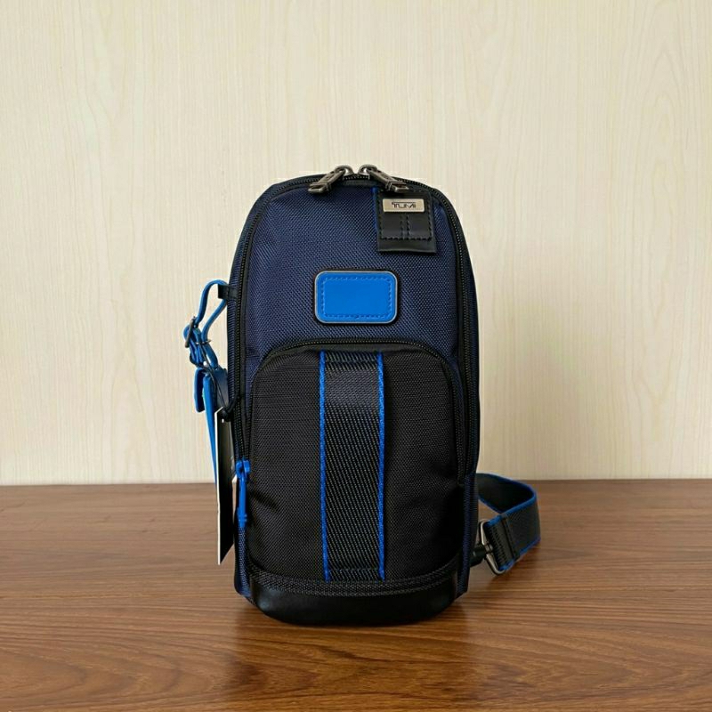 Tas  Tumi Selempang Fife Biru Blue 2 Free Embos Slempang Bahu Crossbody Slingbag Sling Branded  Tumi