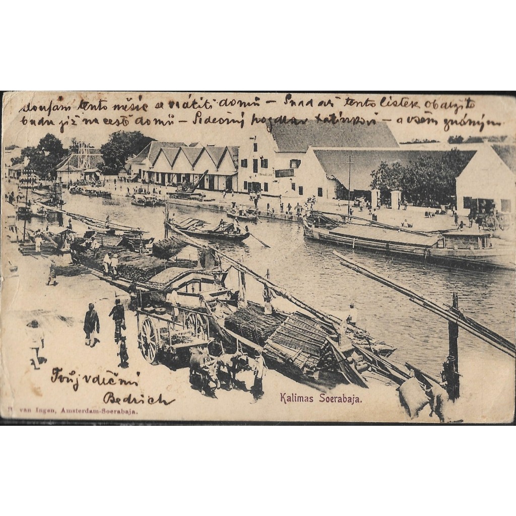 

Real Picture Postcard - Postcard / Kartu pos Kuno Langka - Kalimas Soerabaja, 1904 [ORIGINAL]